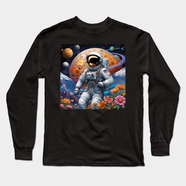 Trippy Astronaut Dreamscape – Cosmic Odyssey 2 Long Sleeve T-Shirt by Benito Del Ray